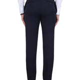 Close-up of Alexander McQueen pants hardware and fine stitching