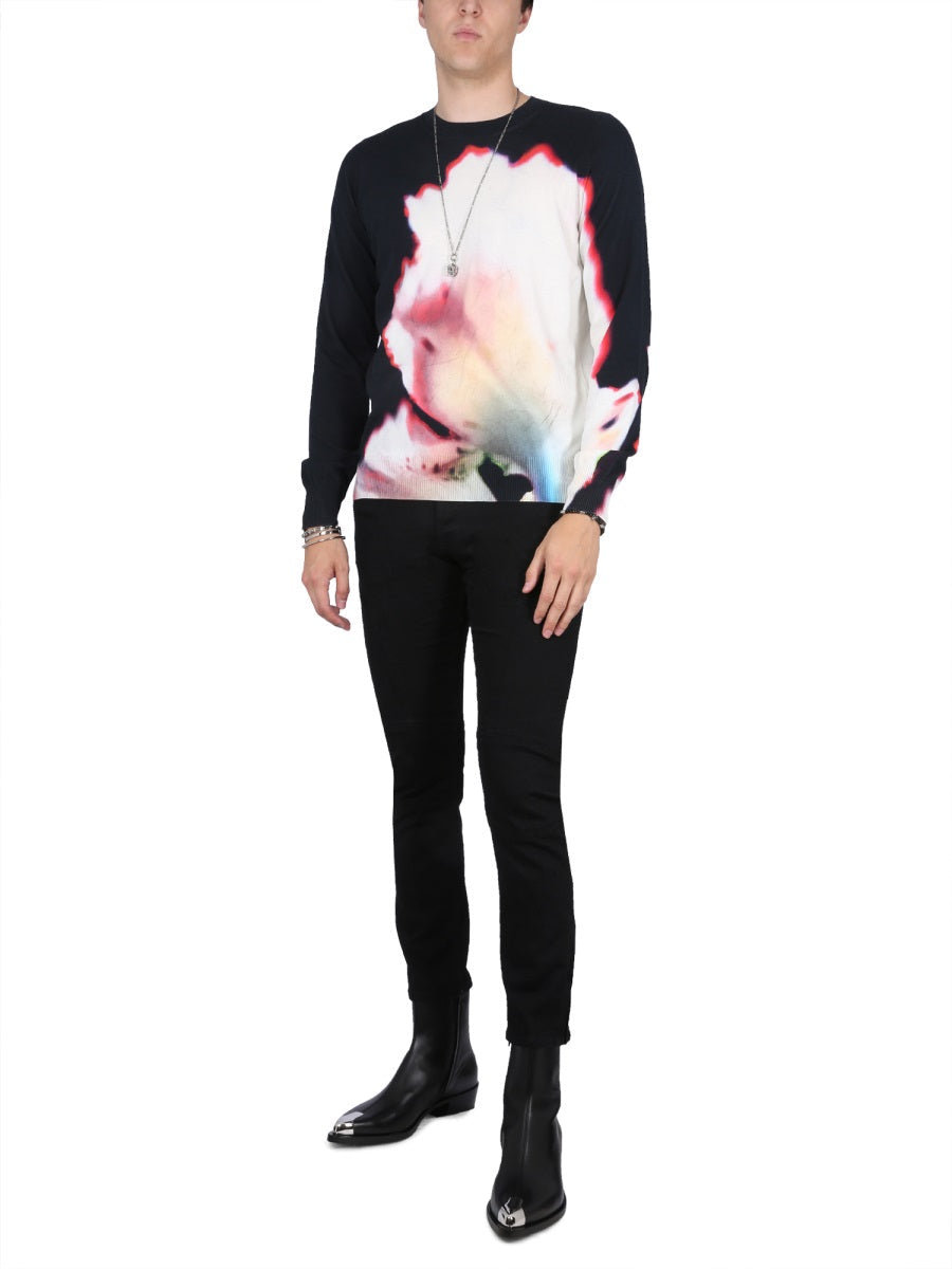 Alexander McQueen Accessories? Alexander Mcqueen Men Jersey With Solarised Flower Print Luxury Designer Fashion Accessory