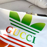 Side profile of Gucci luxury clothing with monogram-inspired silhouette
