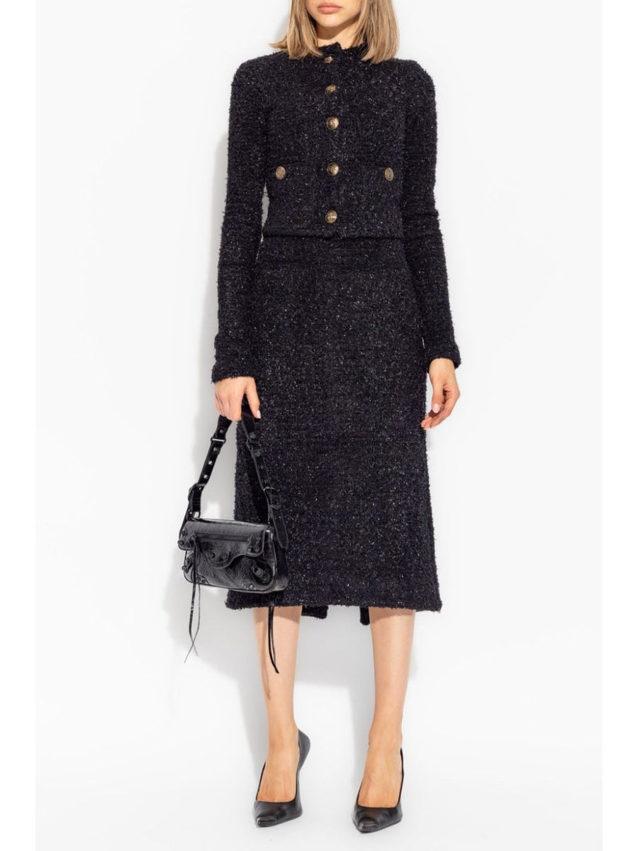 Balenciaga Skirts- BALENCIAGA Chic Tweed Midi Skirt for Women - SS25 Collection Chic Everyday Designer Skirt