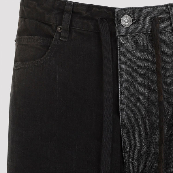 Balenciaga Jeans? BALENCIAGA Asymmetrical Leg Length Jeans - Mid-Rise Drawstring Waist Classic Everyday Designer Jeans