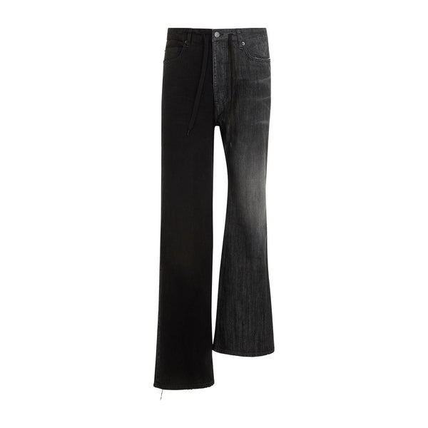 Balenciaga Jeans- BALENCIAGA Asymmetrical Leg Length Jeans - Mid-Rise Drawstring Waist Classic Everyday Designer Jeans