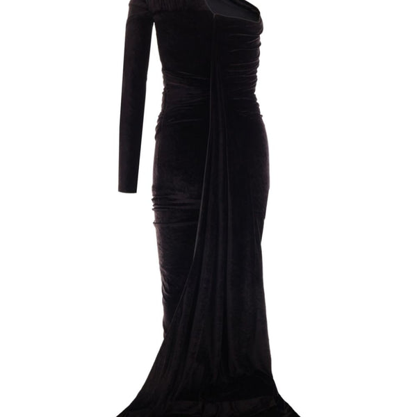 Balenciaga Dresses? BALENCIAGA Velvet Long Dress for Women - SS25 Luxury Party Occasion Dress