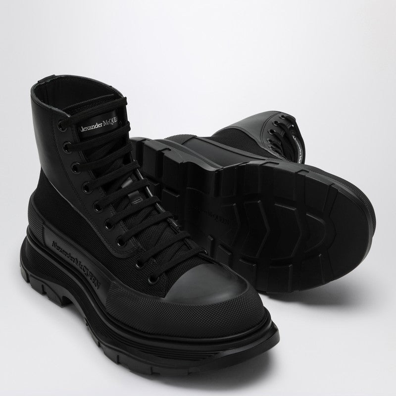 Alexander McQueen Shoes? Alexander Mcqueen Black Canvas Tread Slick Boots Men Premium Designer Casual Shoes