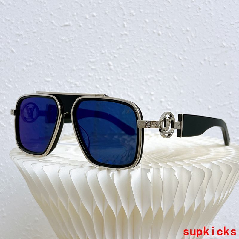 Close-up detail view of Louis Vuitton unisex sunglasses