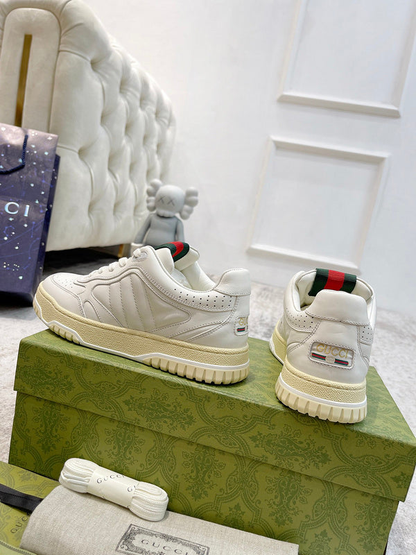 Gucci crisp white luxury sneakers view 5 heritage-inspired look