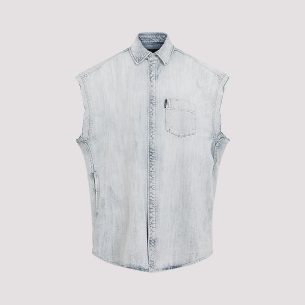Balenciaga Tops? BALENCIAGA Ripped Sleeve Shirt for Men - FW24 Collection Elegant Everyday Designer Top
