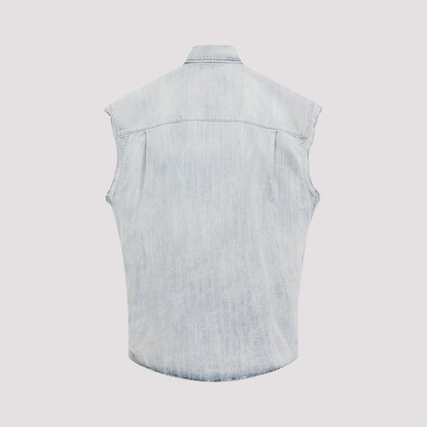 Balenciaga Tops? BALENCIAGA Ripped Sleeve Shirt for Men - FW24 Collection Elegant Everyday Designer Top