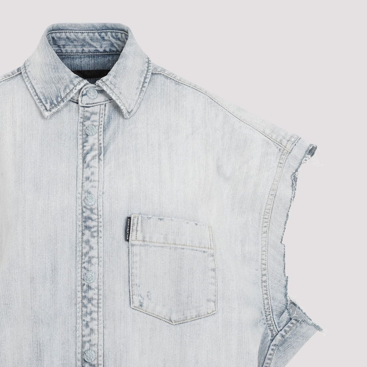 Close-up of Balenciaga shirts hardware and fine stitching