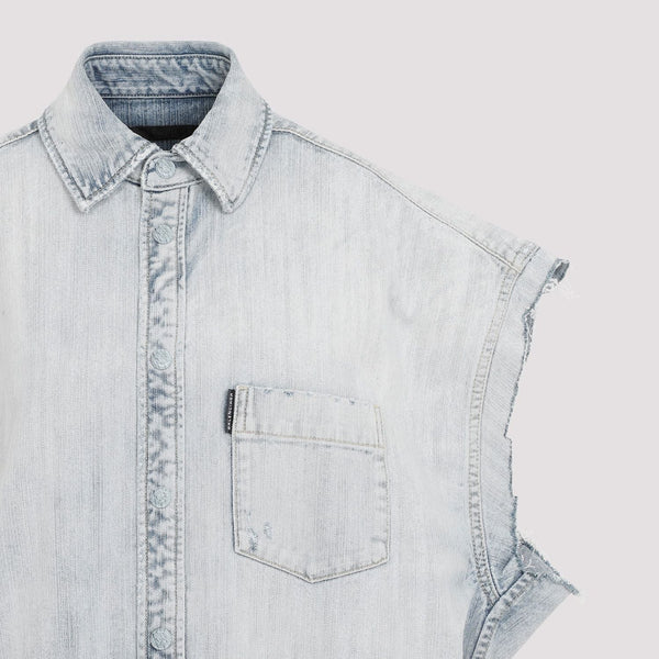 Balenciaga Tops? BALENCIAGA Ripped Sleeve Shirt for Men - FW24 Collection Elegant Everyday Designer Top