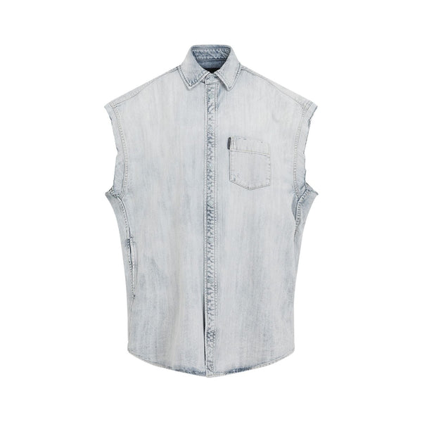 Balenciaga Tops? BALENCIAGA Ripped Sleeve Shirt for Men - FW24 Collection Elegant Everyday Designer Top