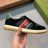 Gucci neutral cream luxury sneakers view 4 breathable knit upper