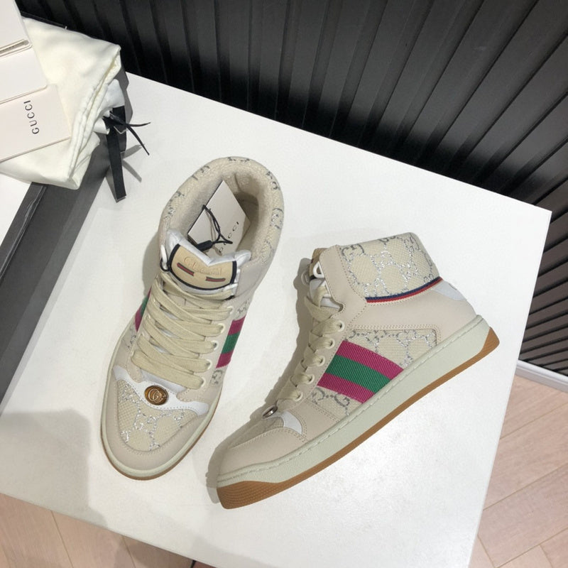 Gucci stone beige luxury sneakers view 7 padded collar comfort