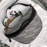 Back view of statement signature women's handbag – women's premium purse