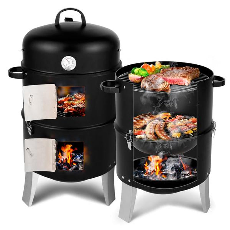 Smoker Carbon Grill, Portable Charcoal BBQ Barrel Grill