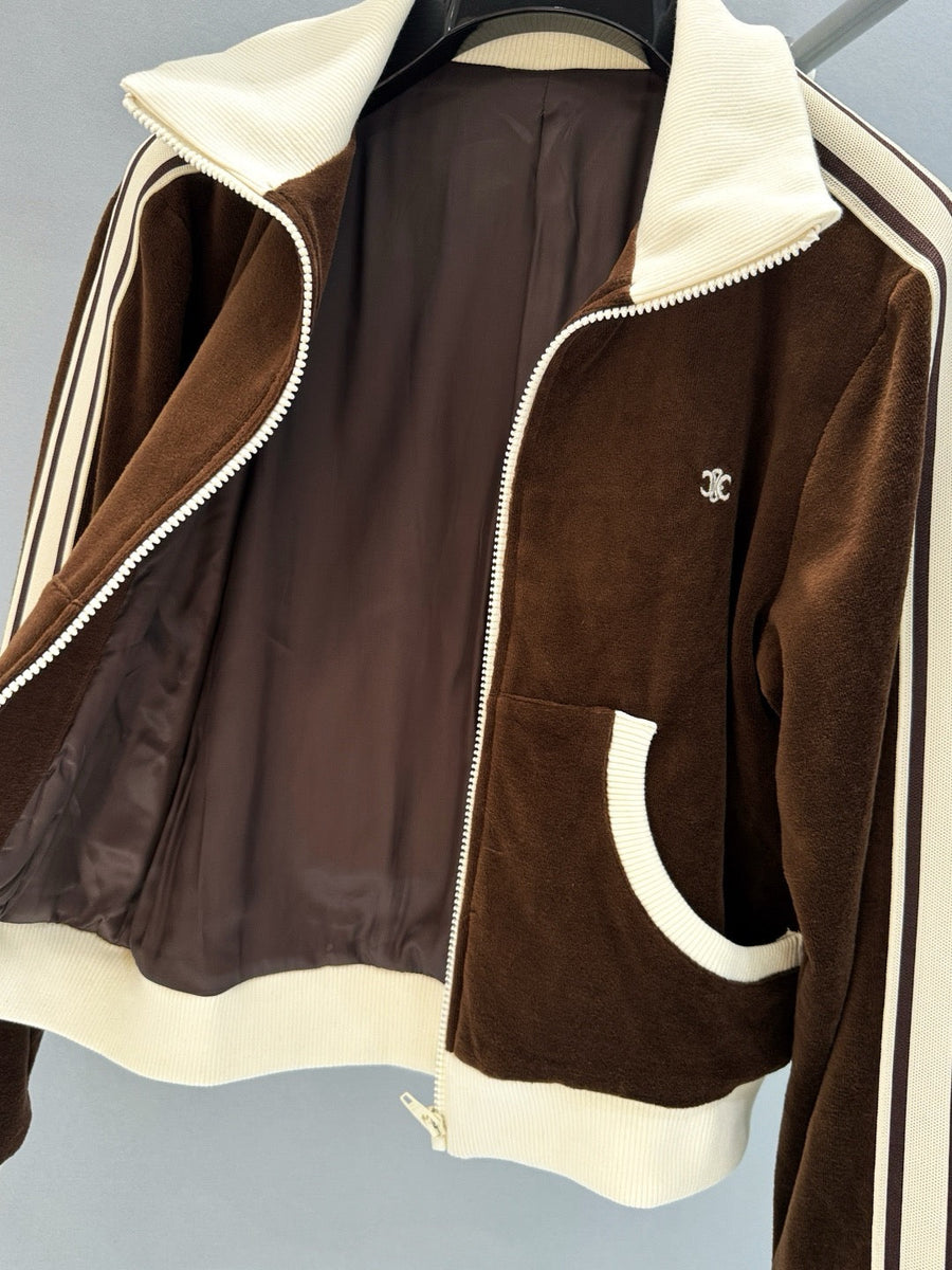 Back view of Celine luxury Bomber Jacket with clean finishing