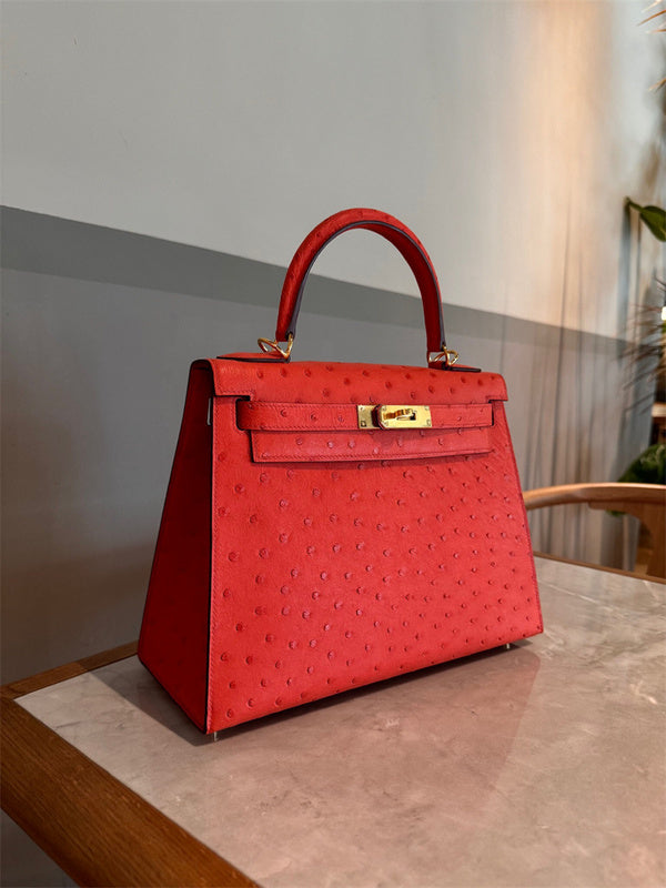 Side view of tailored structured handbag