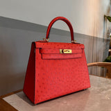 Side view of tailored structured handbag