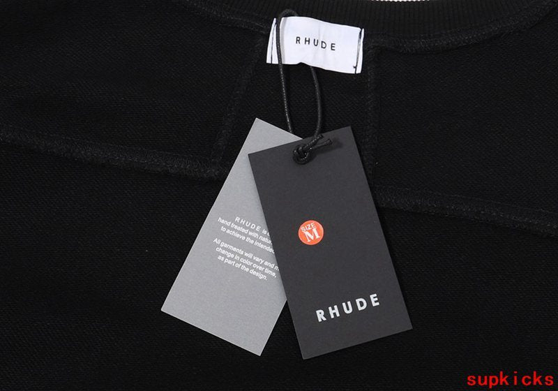 Back view of Rhude luxury clothing with everyday silhouette