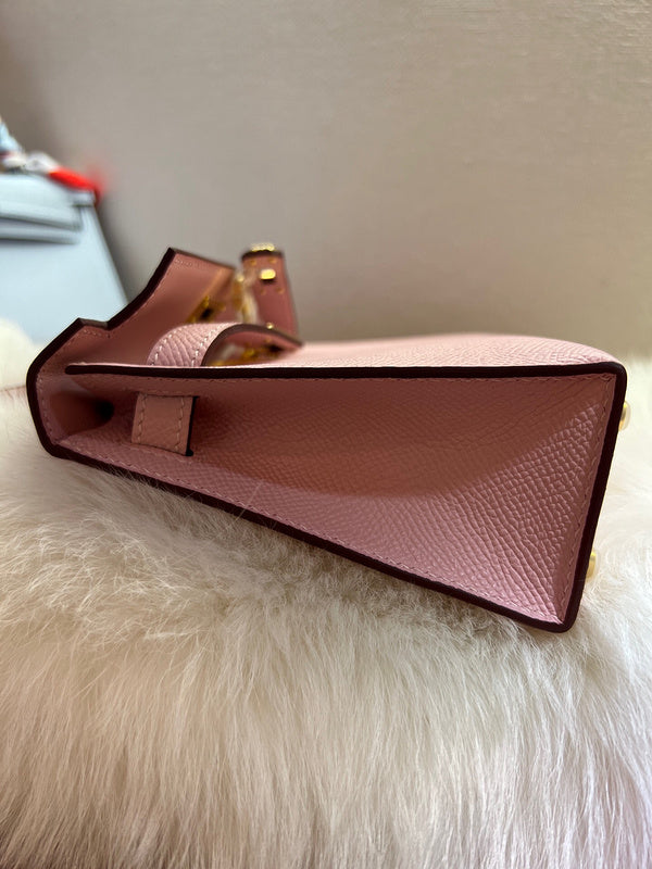 Side view of elegant structured handbag
