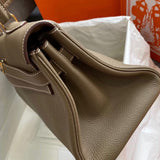 Side view of elegant structured handbag