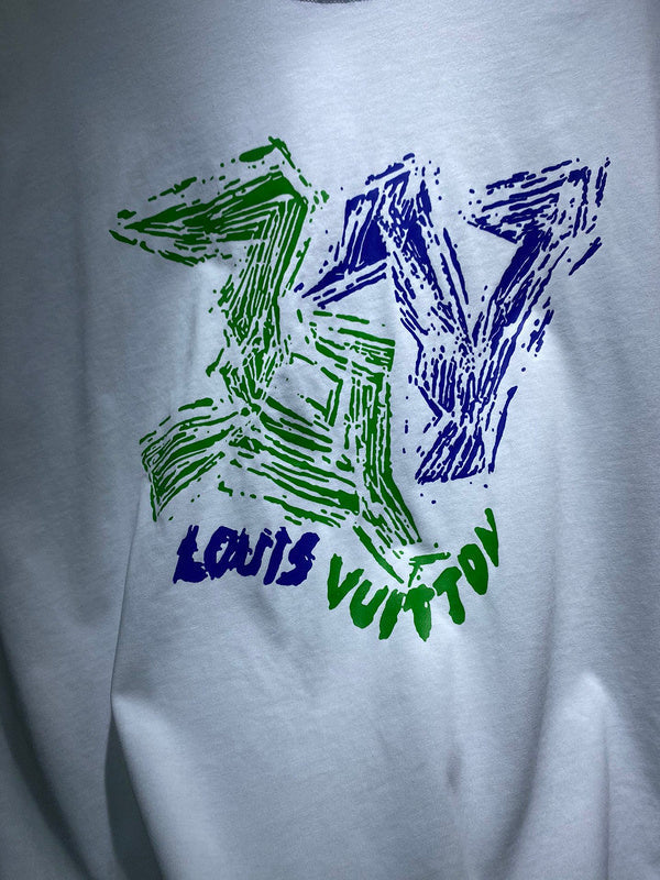 Front view of Louis Vuitton cotton t-shirt with runway-inspired design