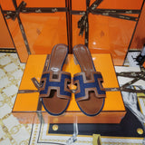Hermès Chocolate Brown Platform Sandals - Angled View