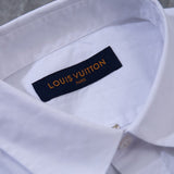 Back view of Louis Vuitton luxury clothing with monogram-inspired silhouette