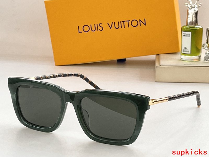 Close-up detail view of Louis Vuitton unisex sunglasses