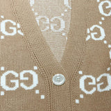 Side profile of Gucci luxury clothing with monogram-inspired silhouette