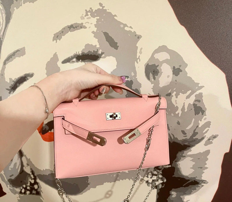 Side view of tailored structured handbag