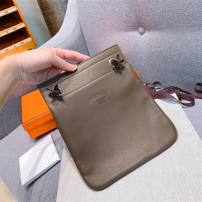 Side view of classic structured handbag