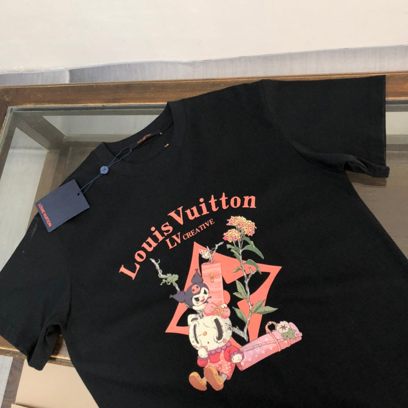 Close-up detail shot of Louis Vuitton cotton t-shirt with streetwear-inspired cut