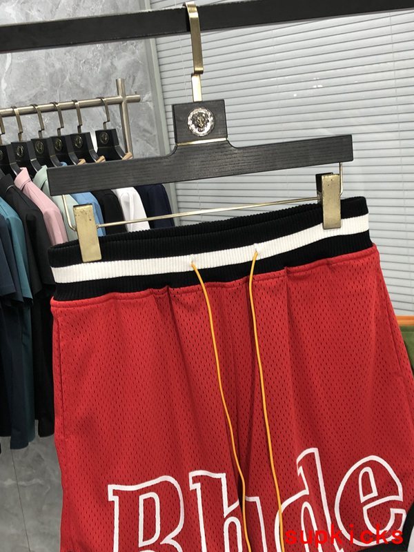 Close-up detail shot of Rhude luxury clothing with everyday silhouette