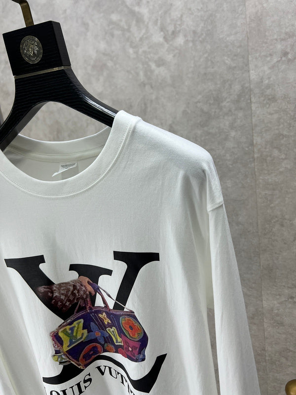 Full styled look of Louis Vuitton luxury clothing with monogram-inspired silhouette