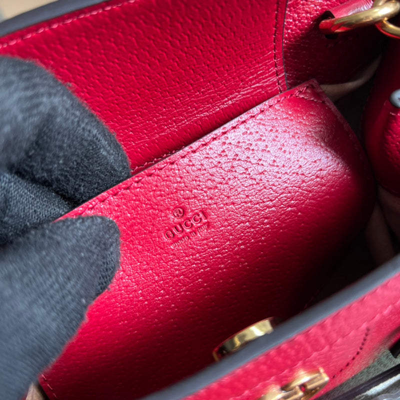 Side view of curated structured handbag