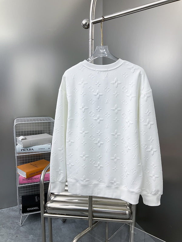 Side profile of Louis Vuitton luxury clothing with label-forward styling