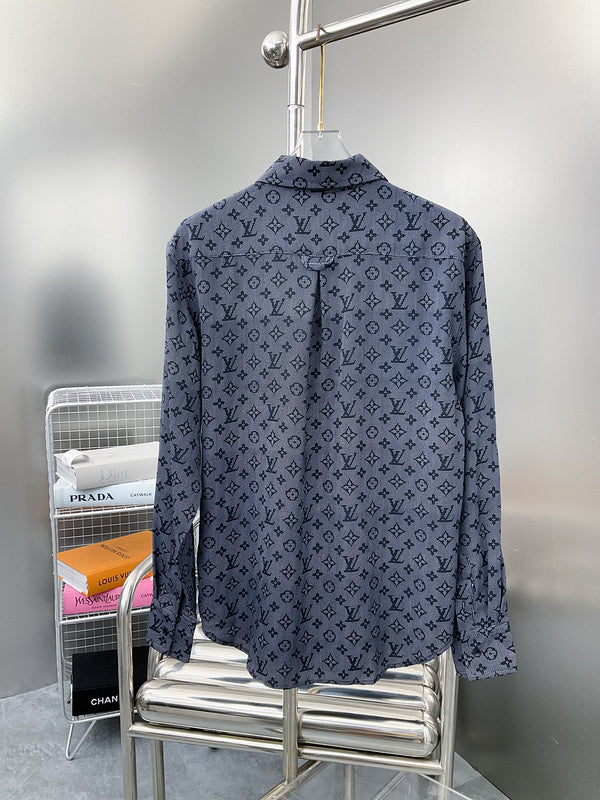 Side profile of Louis Vuitton luxury clothing with label-forward styling