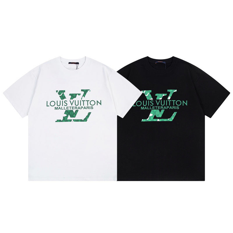 Close-up detail shot of Louis Vuitton cotton t-shirt with contemporary cut
