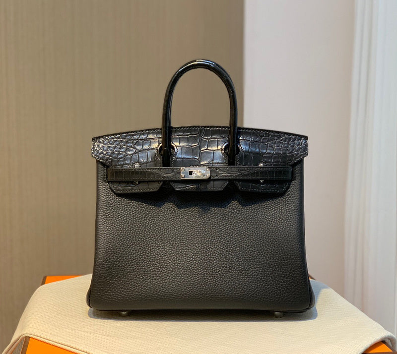 Side view of balanced structured handbag