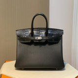 Side view of balanced structured handbag
