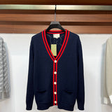 Front view of Gucci luxury clothing with label-forward styling
