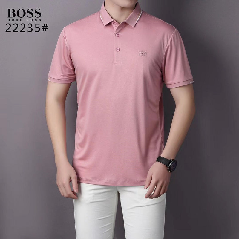 Front view of Polo cotton polo shirt with logo-detail design