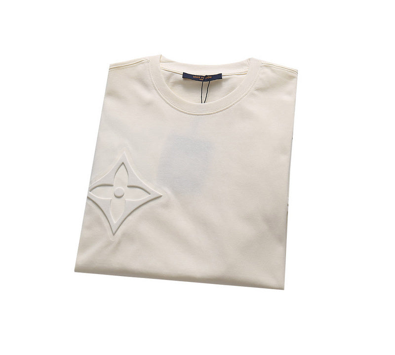 Flat lay presentation of Louis Vuitton cotton t-shirt with signature branding