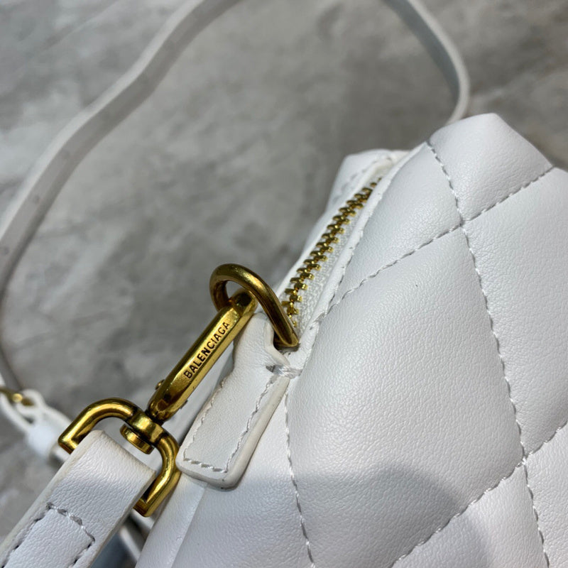 Statement Faux Leather Handbag - Modern Structured Build | Women's Statement Accessory #1043 - styled full view (image 7) of designer-inspired handbag