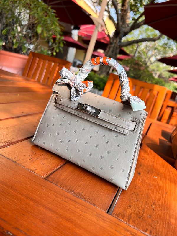 Side view of polished structured handbag