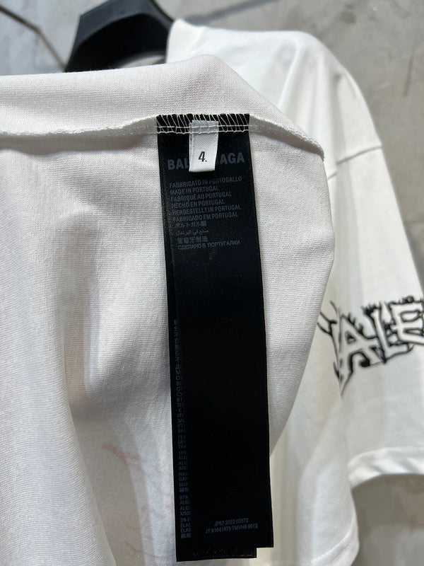 Close-up of Balenciaga t-shirt craftsmanship