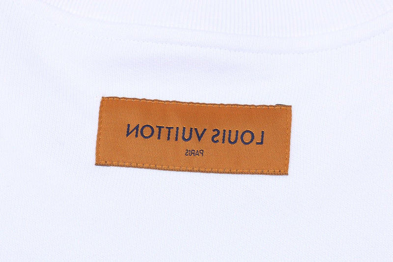 Close-up detail shot of Louis Vuitton luxury clothing with streetwear-inspired cut