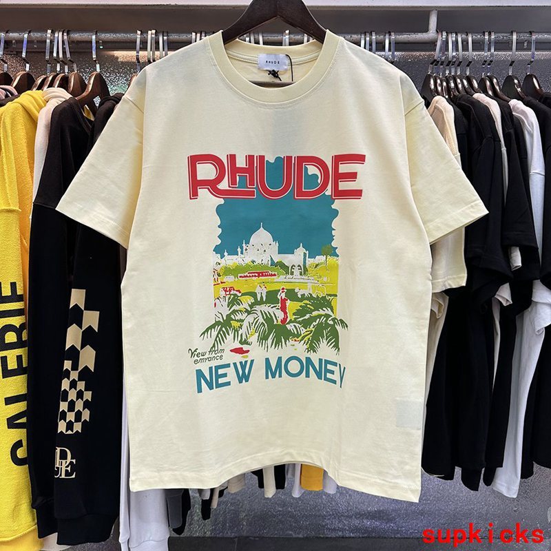 Front view of Rhude luxury clothing with relaxed-fit cut