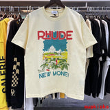 Front view of Rhude luxury clothing with relaxed-fit cut